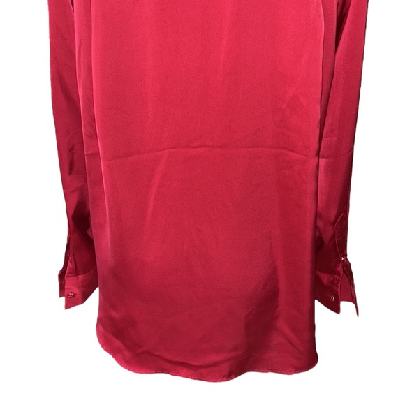 Jason Wu Red Satin Oversized Button Down Blouse - S - Picture 7 of 10